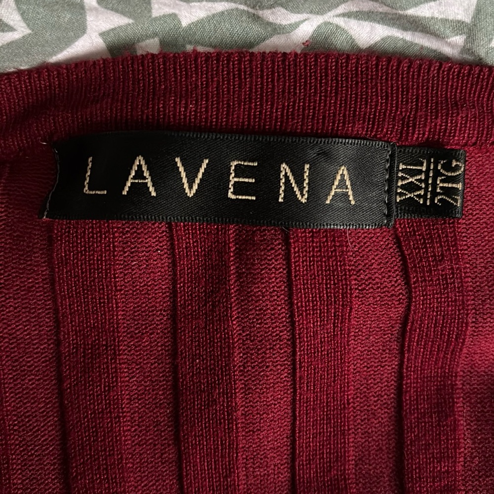 Lavena Romantic Pull On Sweater Cranberry Ruffles Bow Tie Buttons XXL - Picture 5 of 8
